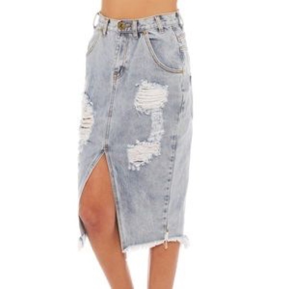 One Teaspoon WHISKEY CADILLAC SKIRT IN DENIM - Picture 6 of 8
